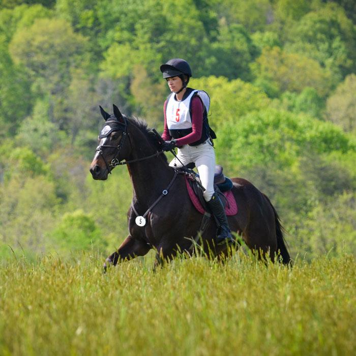 Picture of a woman riding a horse in the field